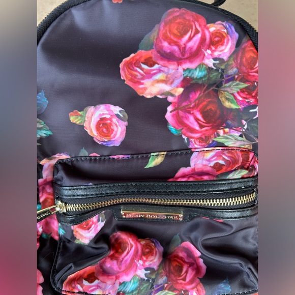 Juicy Couture Mini Backpack - Black Rosie - NWOT- Floral Pink Roses - - Picture 3 of 8